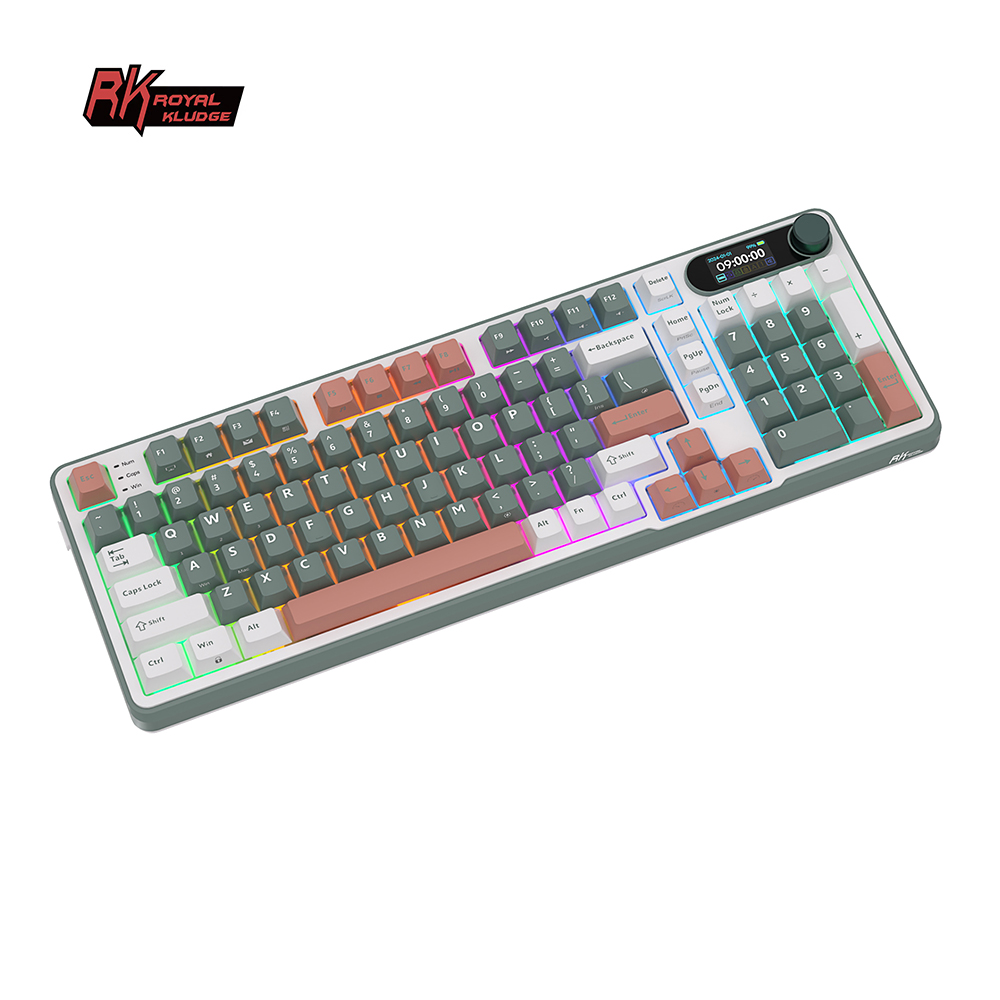 RK Royal Kludge RK S98 Camping 98 Key Tri-Mode RGB Wired Bluetooth 2.4G Wireless 3 Modes With TFT Screen. 