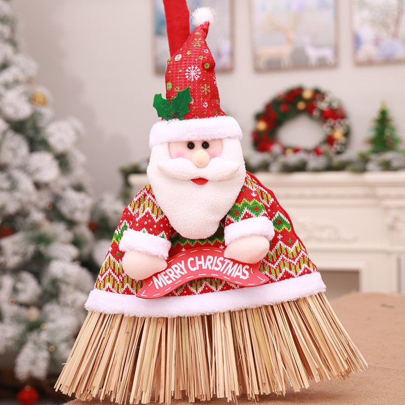 Portable Cloth Fabric Festival Broom Cover Christmas Decoration For Home