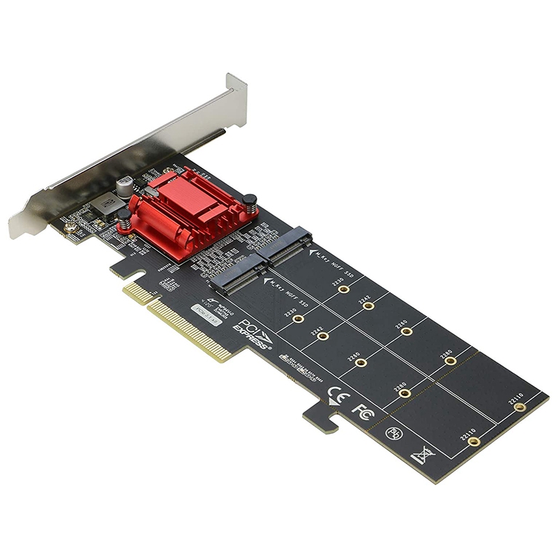 Dual NVMe PCIe Adapter,M.2 NVMe SSD to PCI-E 3.1 X8/X16 Card Support M.2 (M Key) NVMe SSD 22110/2280/2260/2242. 