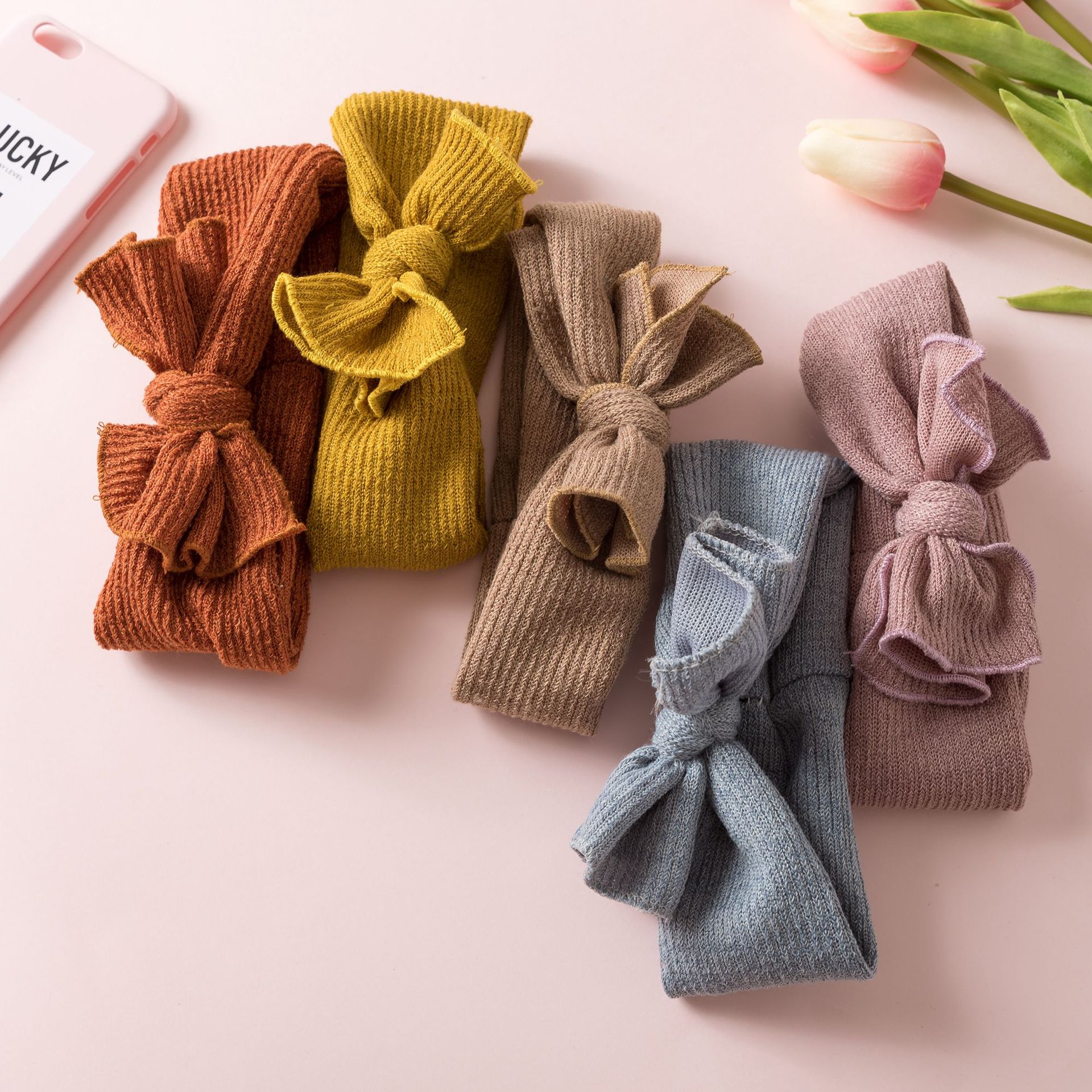 HeadwearNew Bow Hair Accessory Children's Solid Color Baby Headband Hair Accessory Wide-brimmed Girl Baby Snap Headband. 