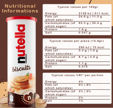 Nutella Biscuits Tube Filed Inside With Nutella Chocolate - 166gm. 
