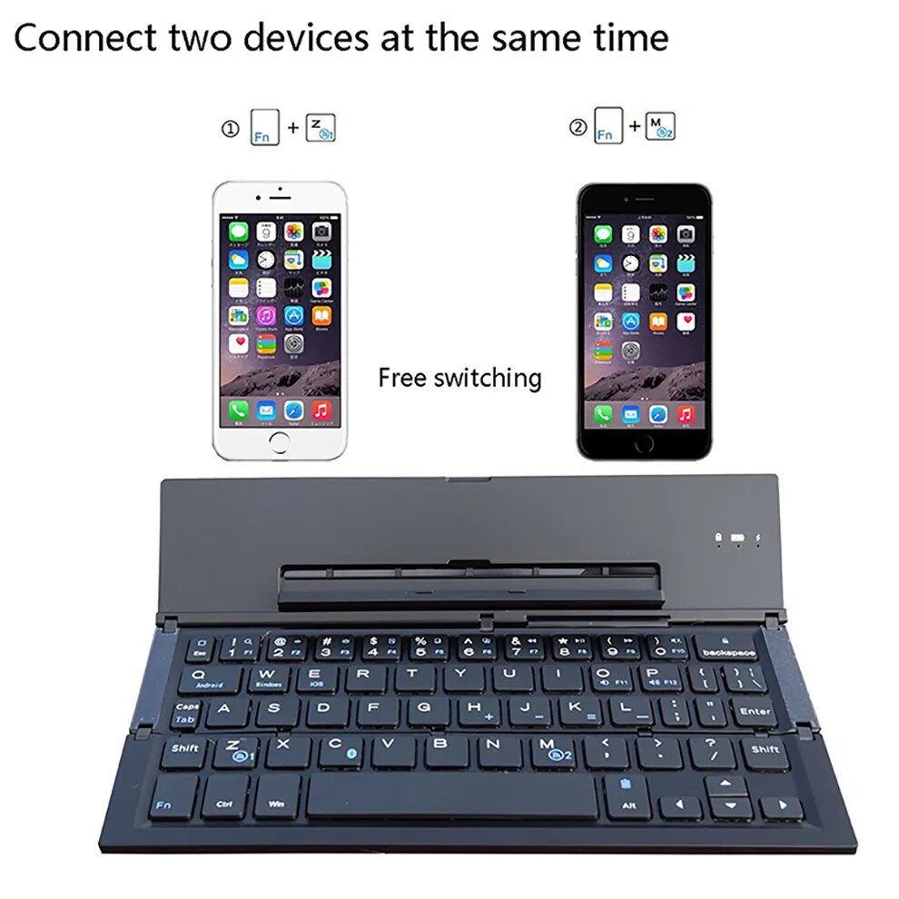 BOW Folding Keyboard Wireless Rechargeable Foldable Bluetooth Keyboard Pocket Keyboard with Pocket Size for Phone iPad. 