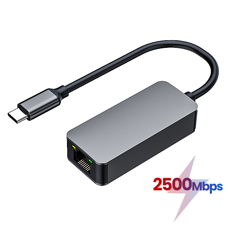 2.5 Gigabit Ethernet Adapter Type-C USB 3.0 To RJ45 LAN Cat8 Cable 2500Mbps High Speed Rtl8156b Network Card for NAS Laptop PC. 