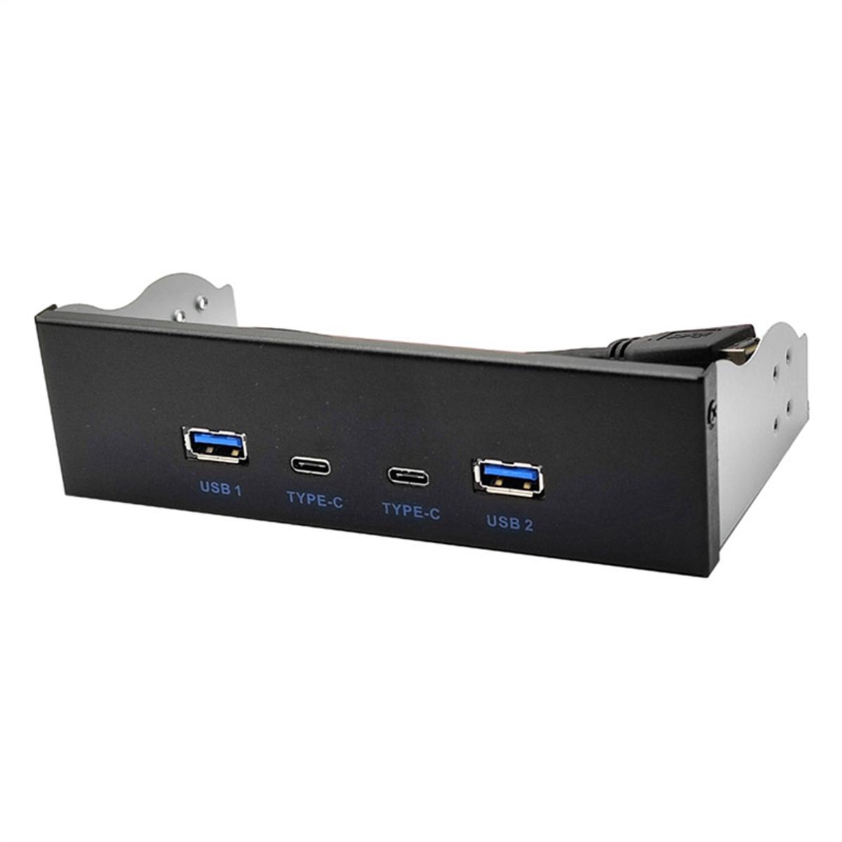 USB3.2 TYPE-C Optical Drive Panel 2X USB GEN2+2X TYPE-C 3.5-Inch 5.25-Inch HUB 19PIN to C-Port Front Back Plug
