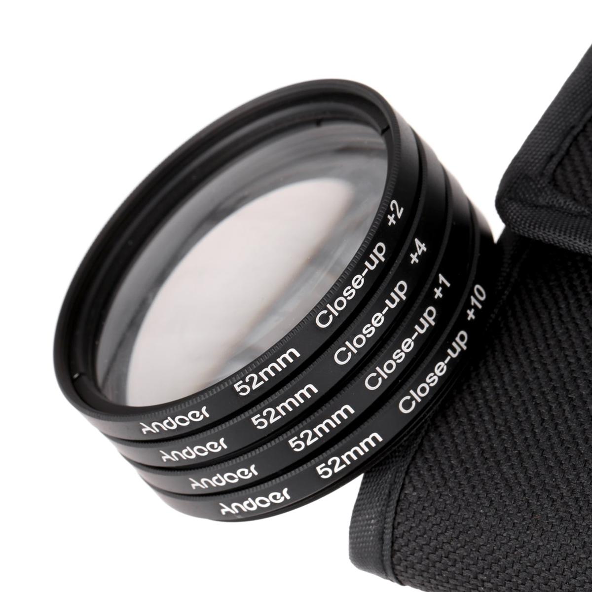 52mm Macro Close-Up Filter Set +1 +2 +4 +10 with Pouch for Nikon D7200 D5200 D3200 D3100 Canon Sony Pentax DSLRs