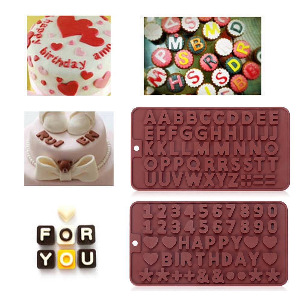 2 pcs Flexible ABC Alphabet Birthday Silicone Mold Candy Chocolate Mould ( ABC or Happy Birth Day -2 pcs)