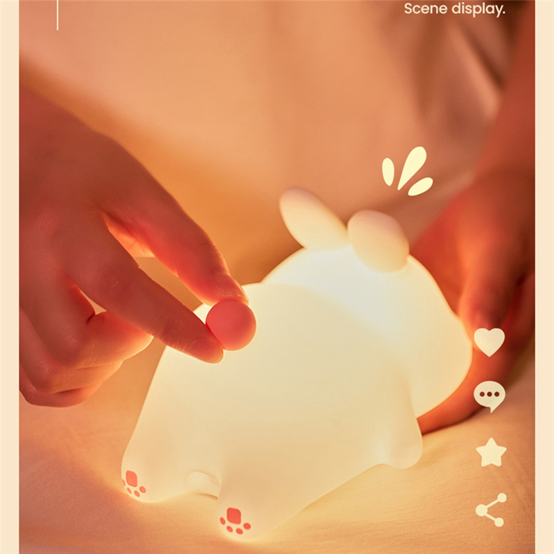Big Face Rabbit Light LED Portable Rechargeable Bunny Lamp Night Light for Baby Nursery USB Dimmable Rabbit Night Lamp Easy Install Easy to Use. 