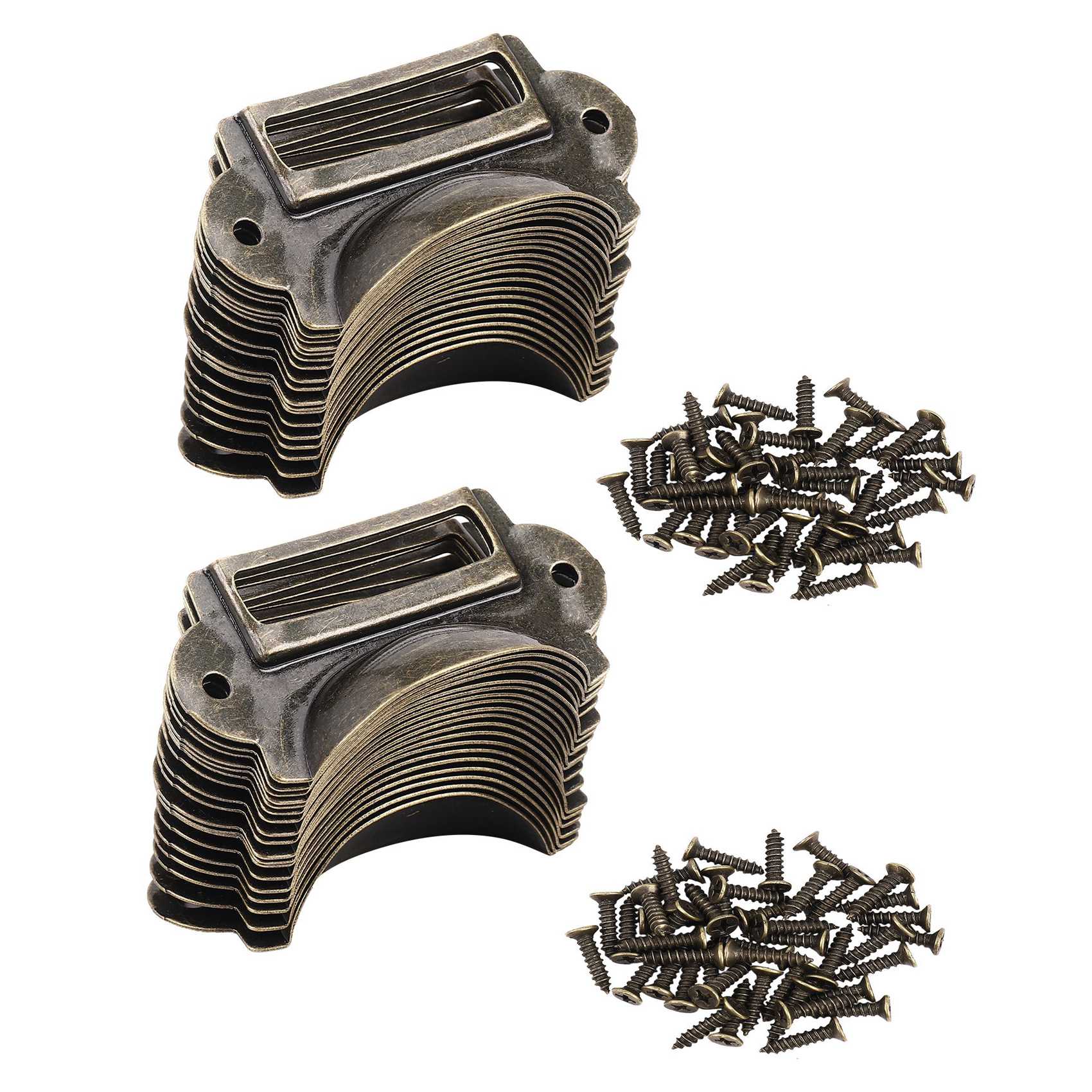 JOUYI 40PCS File Name Card File Cabinet Handles Label Holder Antique Bronze Drawer Label Pull Cabinet Frame Handle File Name