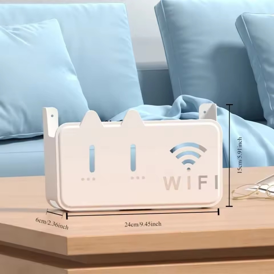 Wall Mounted WiFi Router Stand | Floating Shelf Holder for Internet Modem | Storage Rack with Cable Management