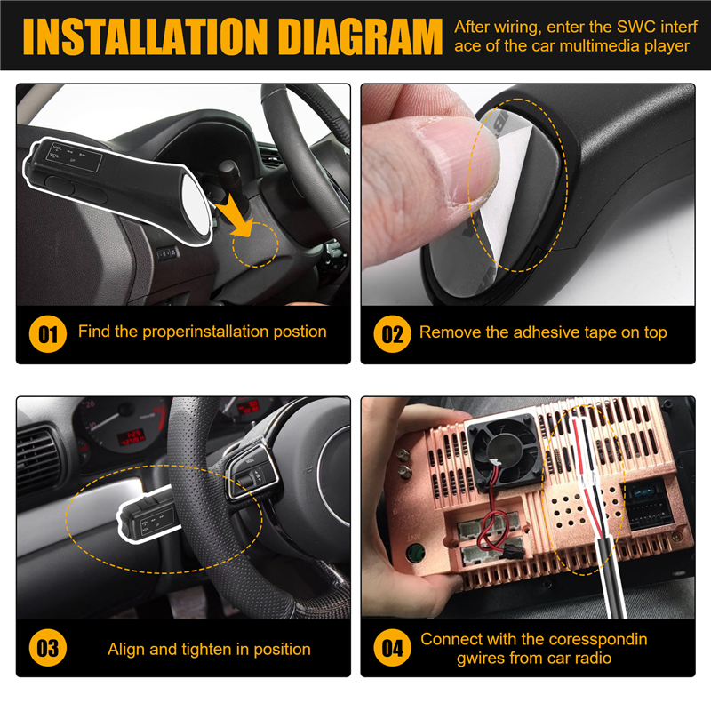 Car Steering Wheel Button Remote Control Lights Car Navigation. 