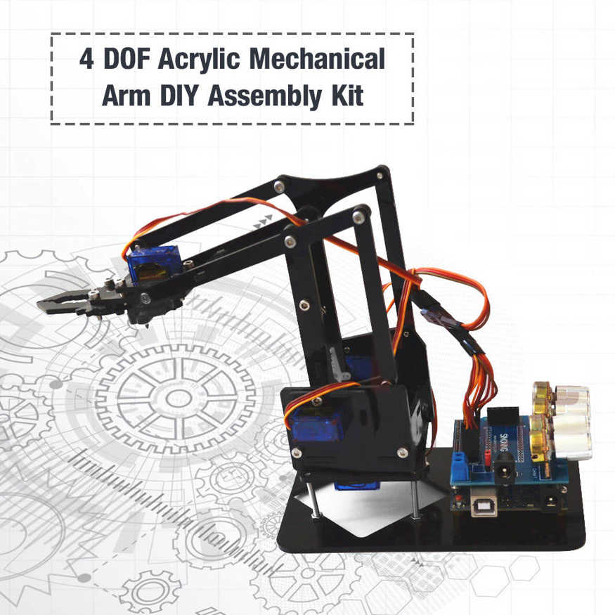 Robot arm kit do-it-yourself assembly Acrylic mechanical 4 DOF Claw Kit for Arduino Robotics SNAM1900