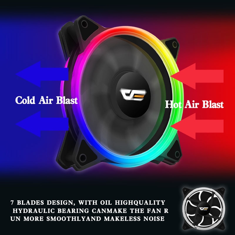 Aigo DR12 Pro PC Cooler Fan RGB Fan 120mm Fan Adjust Mute IR Argb AURA SYNC Cooler ter RGB Cooling Computer PC Case Fans-4fans in 1. 