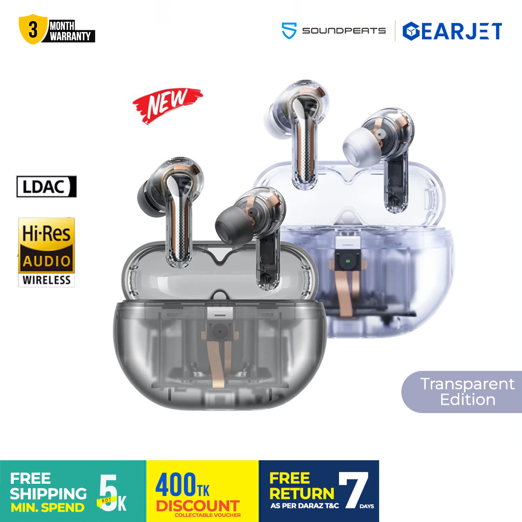 SoundPEATS Capsule 3 Pro Earbuds Futuristic Translucent Bluetooth 5.3 Wireless Earphones LDAC 6 Mic 43dB Hybrid Noise-Cancellation Gaming Mode Up to 8 hours Playtime. 