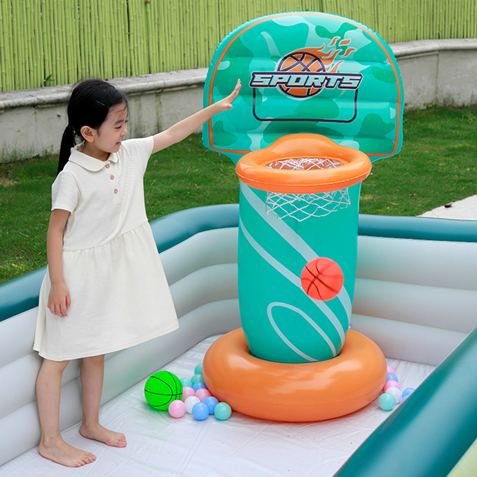 Floating Inflatable Basket Environmental Floating Pool Basketball Frame. 