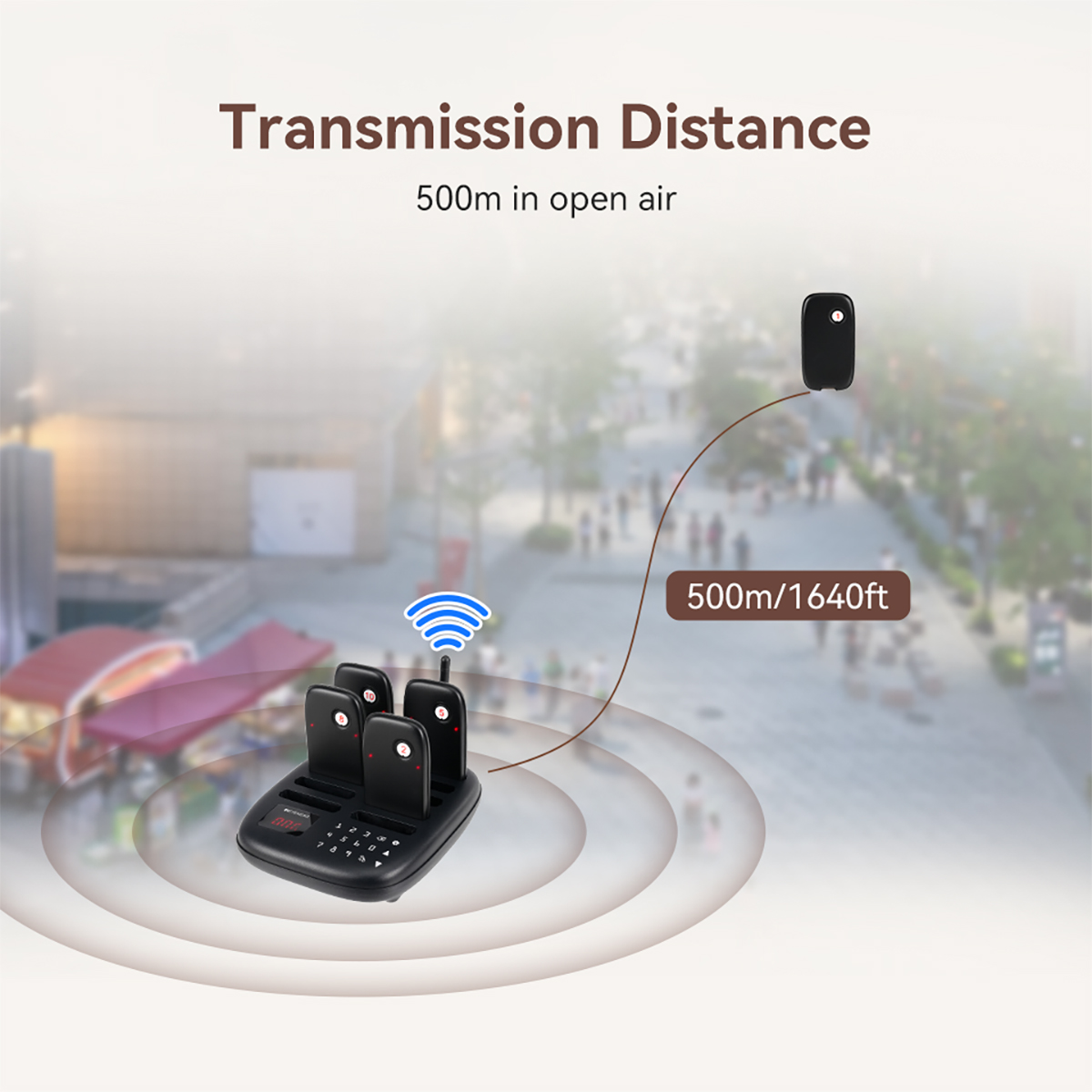 Retekess TD175 Restaurant Pager System, Wireless Calling System,Set with Vibration,Flashing and Buzzer, 1640ft Long Range, 10 Pagers for Restaurant, Church, Food Truck. 