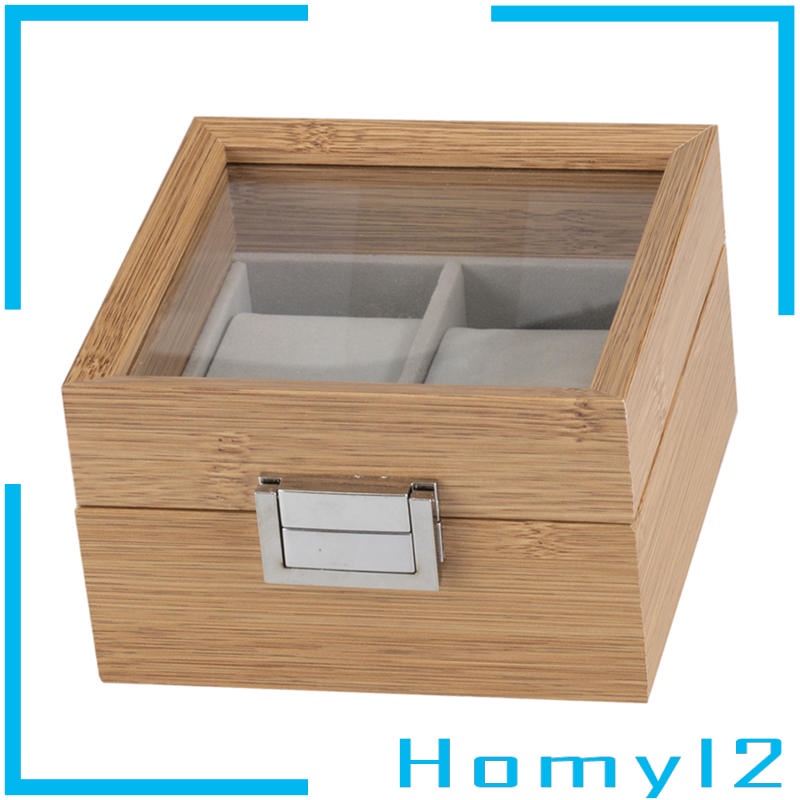 [HOMYL2] Wooden Watch Box with Mirror Soft Pillow Organizer Storage and Display. 