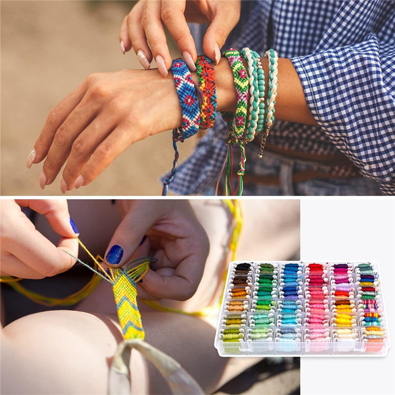 Friendship Bracelet String Kits with Organizer Storage Box, 100 Colors Embroidery Floss with Tools-Labeled. 