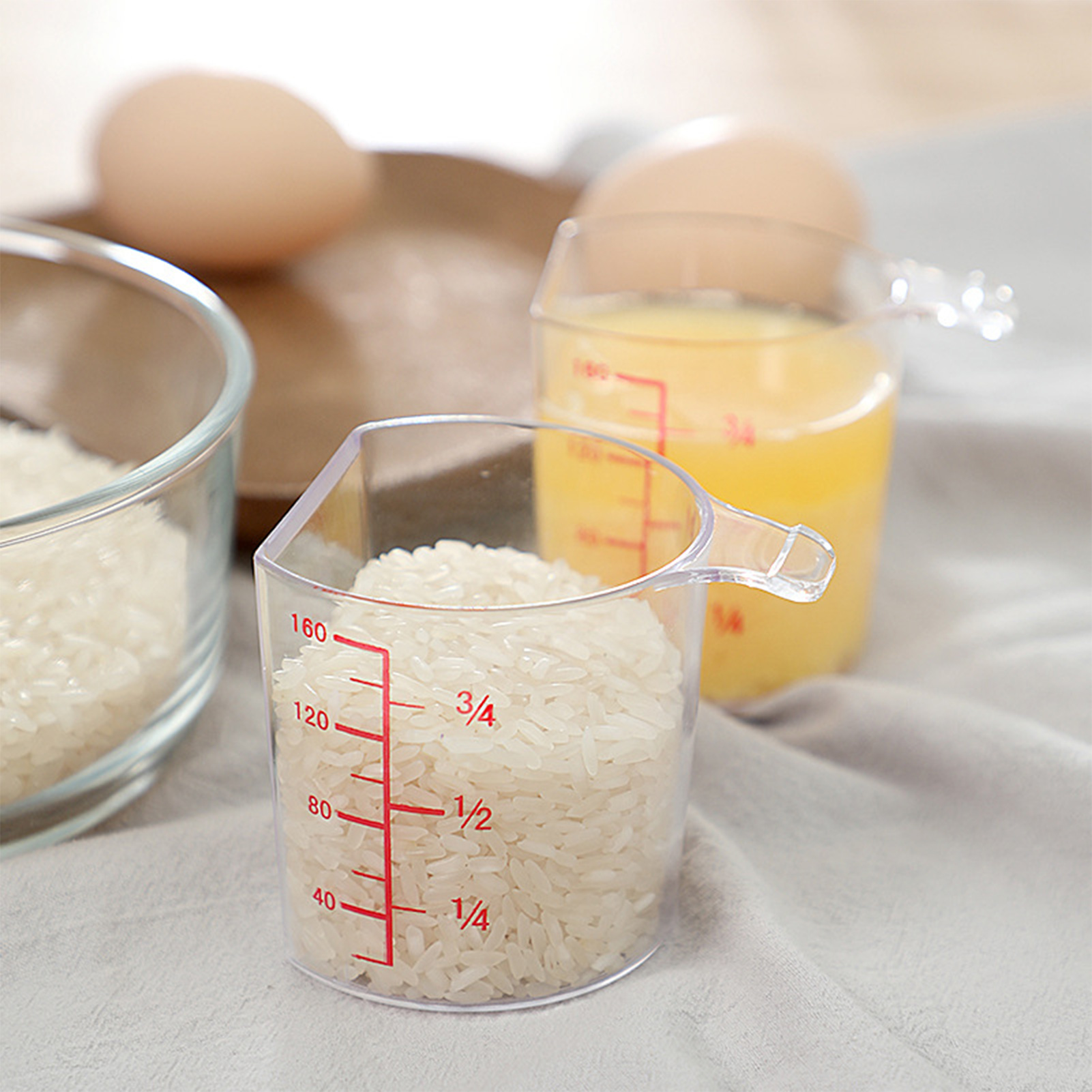 180ML Plastic Rice Measuring Cup Precision with Handle Easy Storage Comapct Cooking Exact Measurement Rice Cup. 