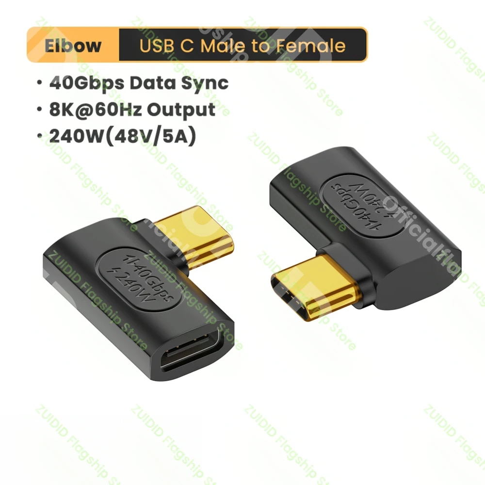 USB4.0 40Gbps PD240W USB C to Type C Adapter Thunderbolt3 8K@60Hz 48V@5A Fast Charging Converter OTG Data Adapter For Macbook. 