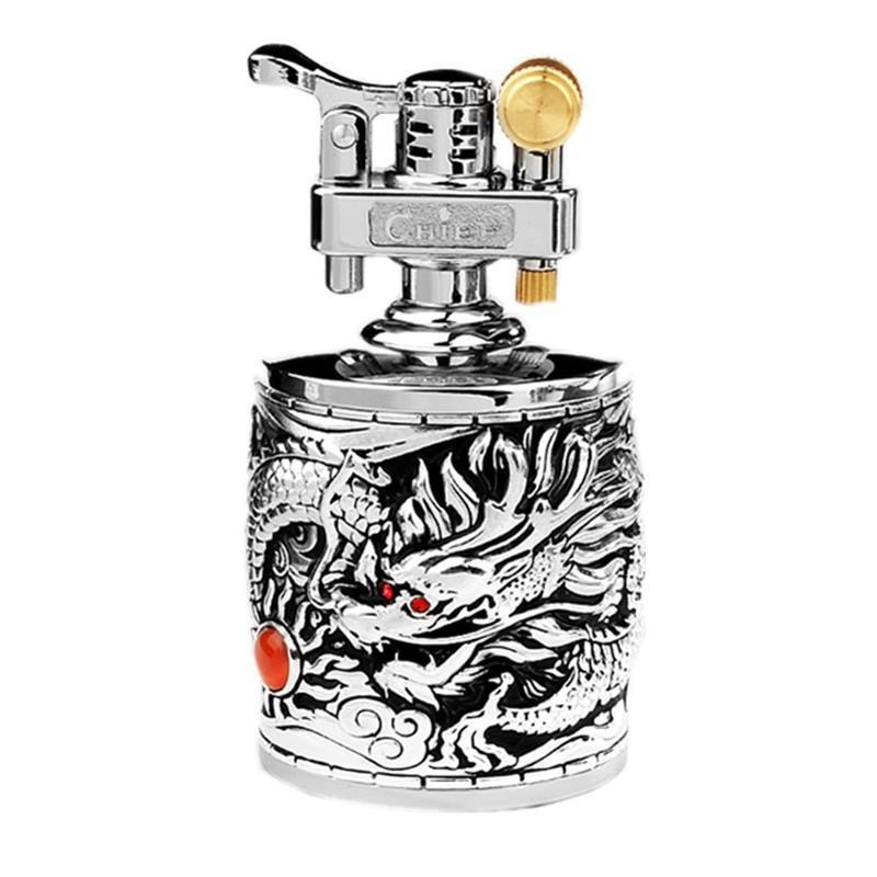 CHIEF Boss 206 Relief Kerosene Lighter Three-Dimensional Xiangyun Dragon Candlestick. 