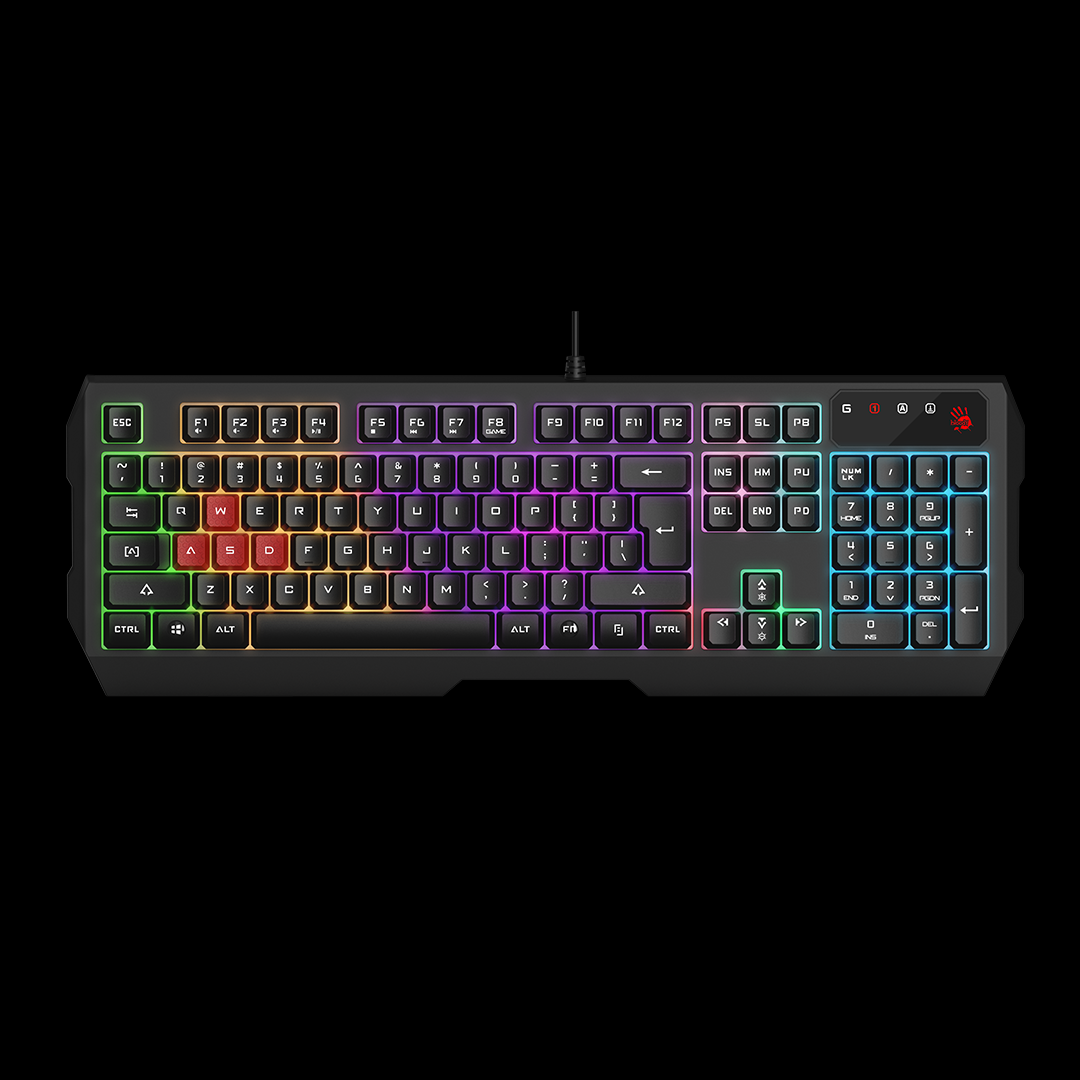 A4TECH Bloody B135N Backlit Wired Black GRADE NEON Effects Illuminate RGB Gaming Keyboard