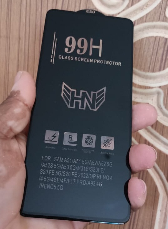 Samsung Galaxy A51 Tempered Glass Screen Protector Front OG Type (Better than 6D/9D/11D) 9H - Black. 