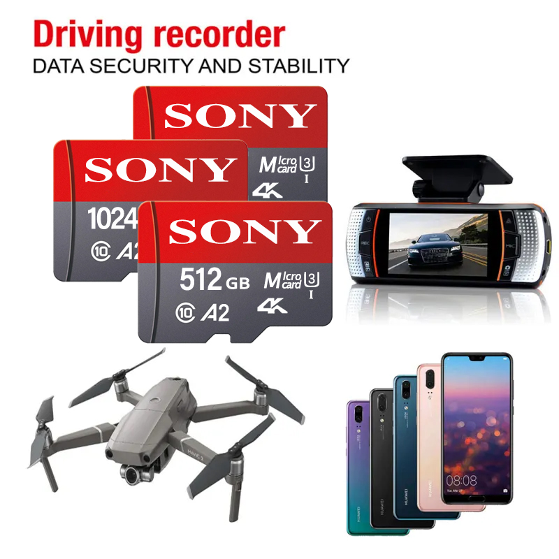 SONY Micro SD Card High Speed Original Memory Card 128GB 64GB 256GB 512GB 1TB MicroSD Flash Card For CellPhone Camera Table PC. 