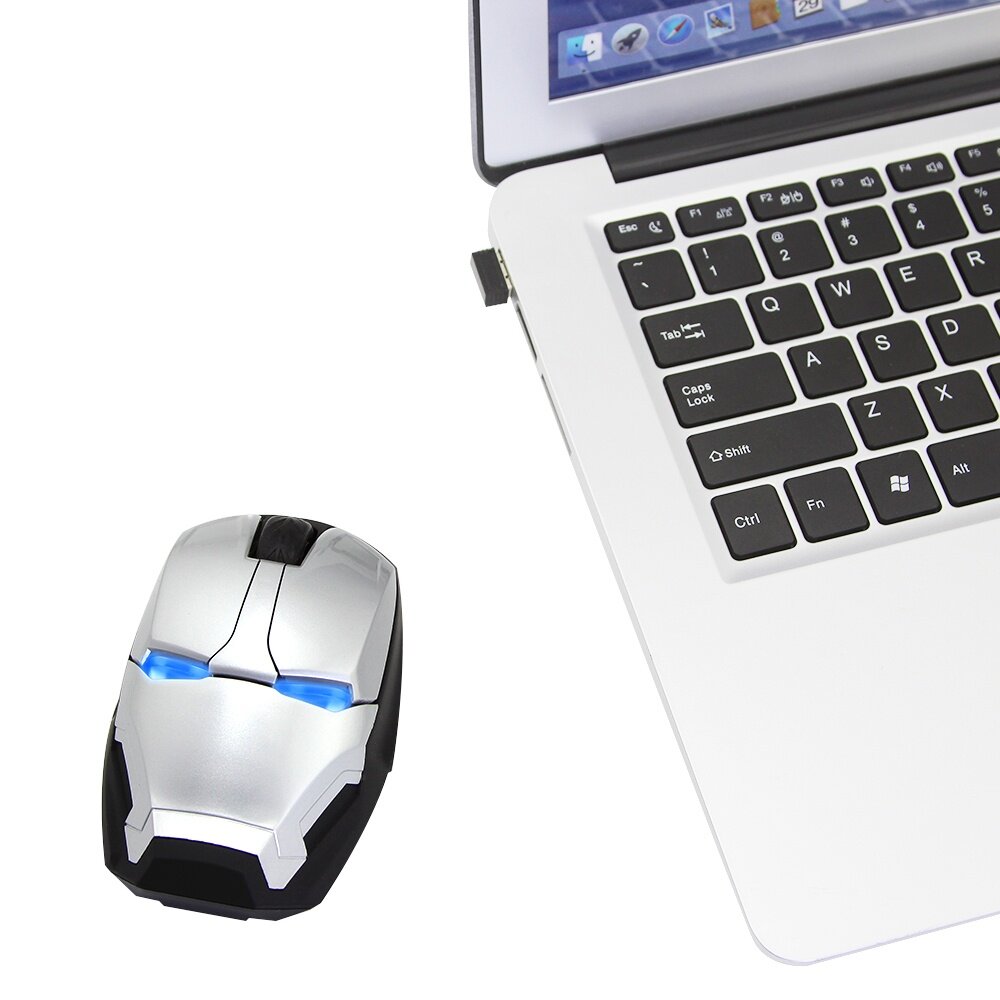Iron Man Wireless Gaming Mouse 2.4Ghz Ergonomic Optical 6 Buttons Computer Mice 1600 DPI Mouse Good Gift For PC Laptop Desktop. 