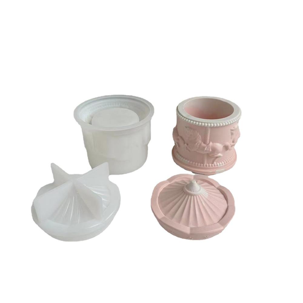 Carousel design Carousel storage jar Functional Removable Non-toxic Silicone mold storage box Versatile Plaster dripping glue. 