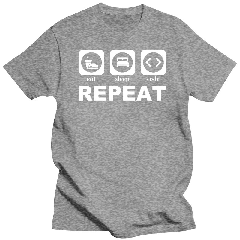 100% Cotton Unisex Shirt Programmer Eat Sleep Code Repeat Developer Coder Minimalist Artwork Gift Tee. 