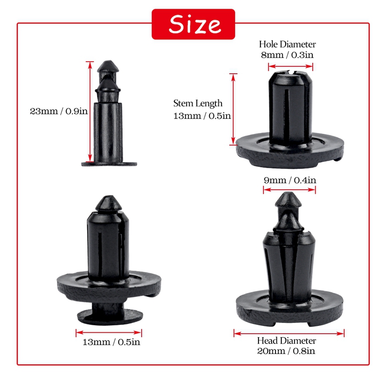 Plastic Rivets 8mm Car Bumper Fender Fasteners: Black Auto Retainer Clips, Available In Packs Of 10 200, Lightweight For Daily Use From Homepro15, $3.03 - Foto 4