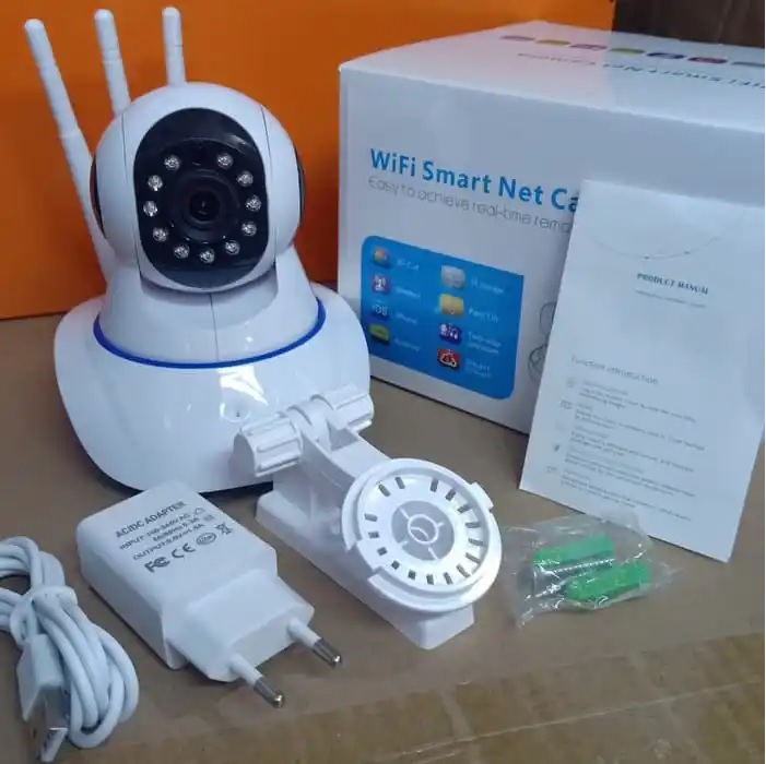 Wifi IP Camera V380 Pro Three Antenna With LAN Port Night Vision Smart Security CCTV Camera. 