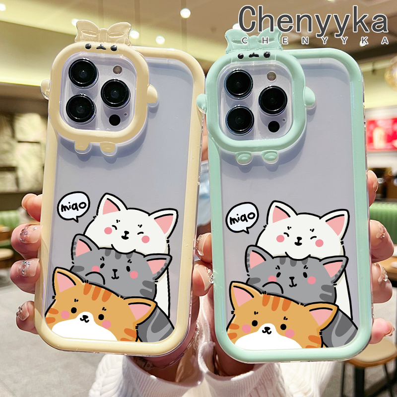 Chenyyka For iPhone X Xs Xr Xs Max Case Cartoon Cute Cat Little Monster Camera Lens Soft Clear Shockproof Phone Cases Simple Transparent Back Cover Silicone Protective Case. 