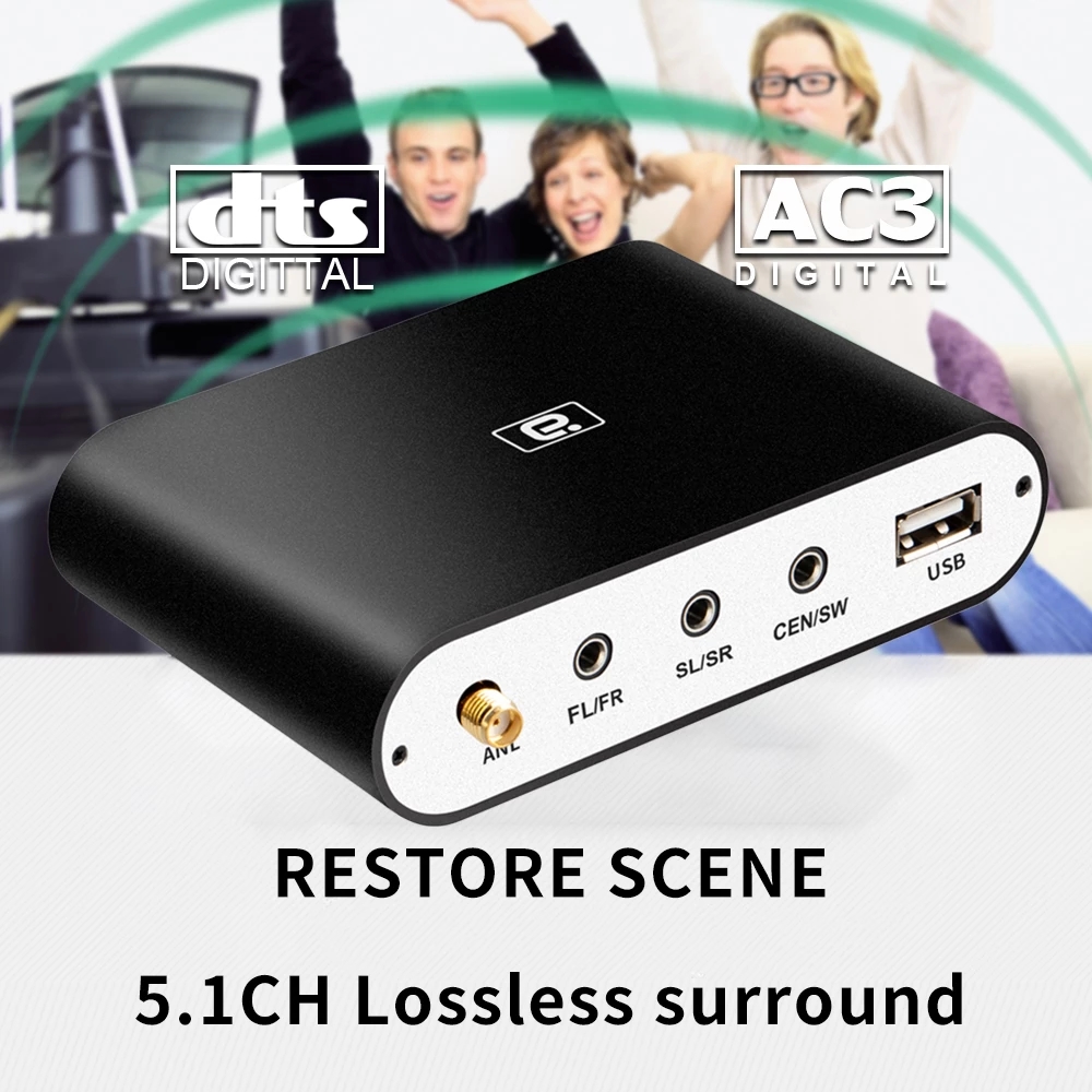 Digital 5.1 EU Audio Decoder Dolby DTS/AC3 Audio Converter Gear LPCM To 5.1 Analog Sound Audio Adapter Amplifier Converter. 