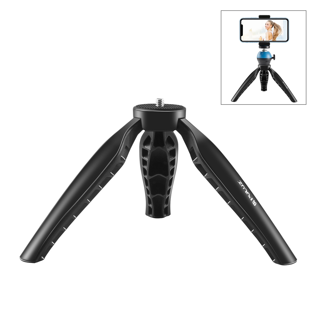 PULUZ ple Mini ABS Desktop Tripod Mount with 1/4 inch Screw for DSLR & Digital Cameras, Working Height: 9cm(Black)