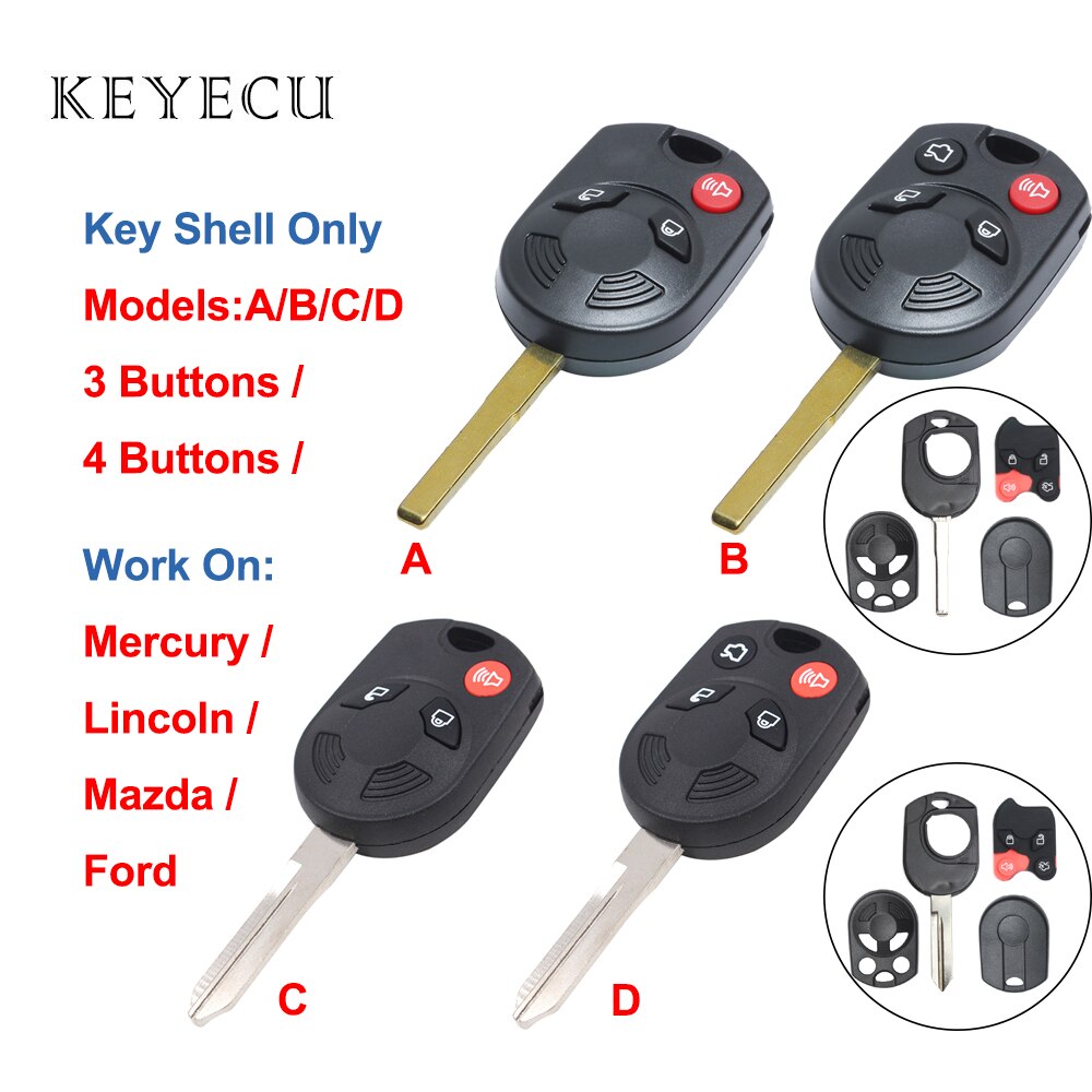 【Alizeker Mall】Keyecu Remote Car Key  3 / 4 Buttons for Ford Edge Escape for Lincoln MKS Mazda Tribute for Mercury. 