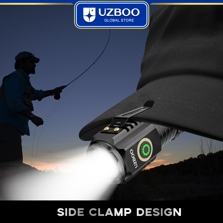 UZBOO 1300LM Mini Flashlight High Bright Flashlight LED Torch Light Outdoor Pocket Size Flashlight Rechargeable Waterproof Torch Light for Hiking Hunting Camping Compact And Portable Strong Magnetism Side Pen Clip Design Five Modes  Non-scalded. 