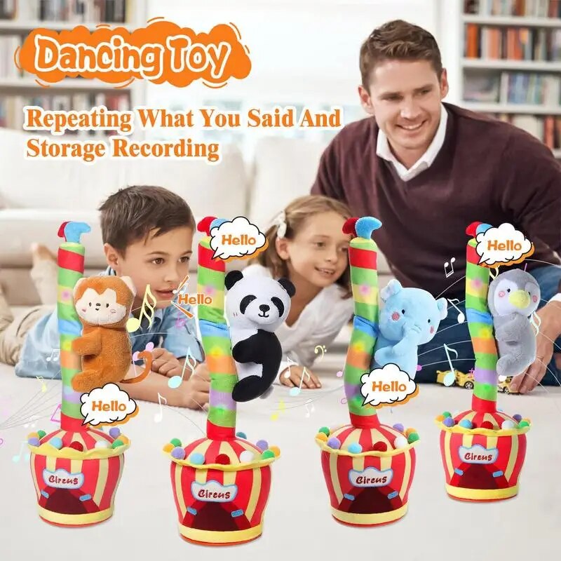 Dancing Panda Climbing Tree Toy Speaker Talking Voice Repeat Plush Singing Dancer Cactus Toy Talk Plushie Stuffed Kawaii Toys. 