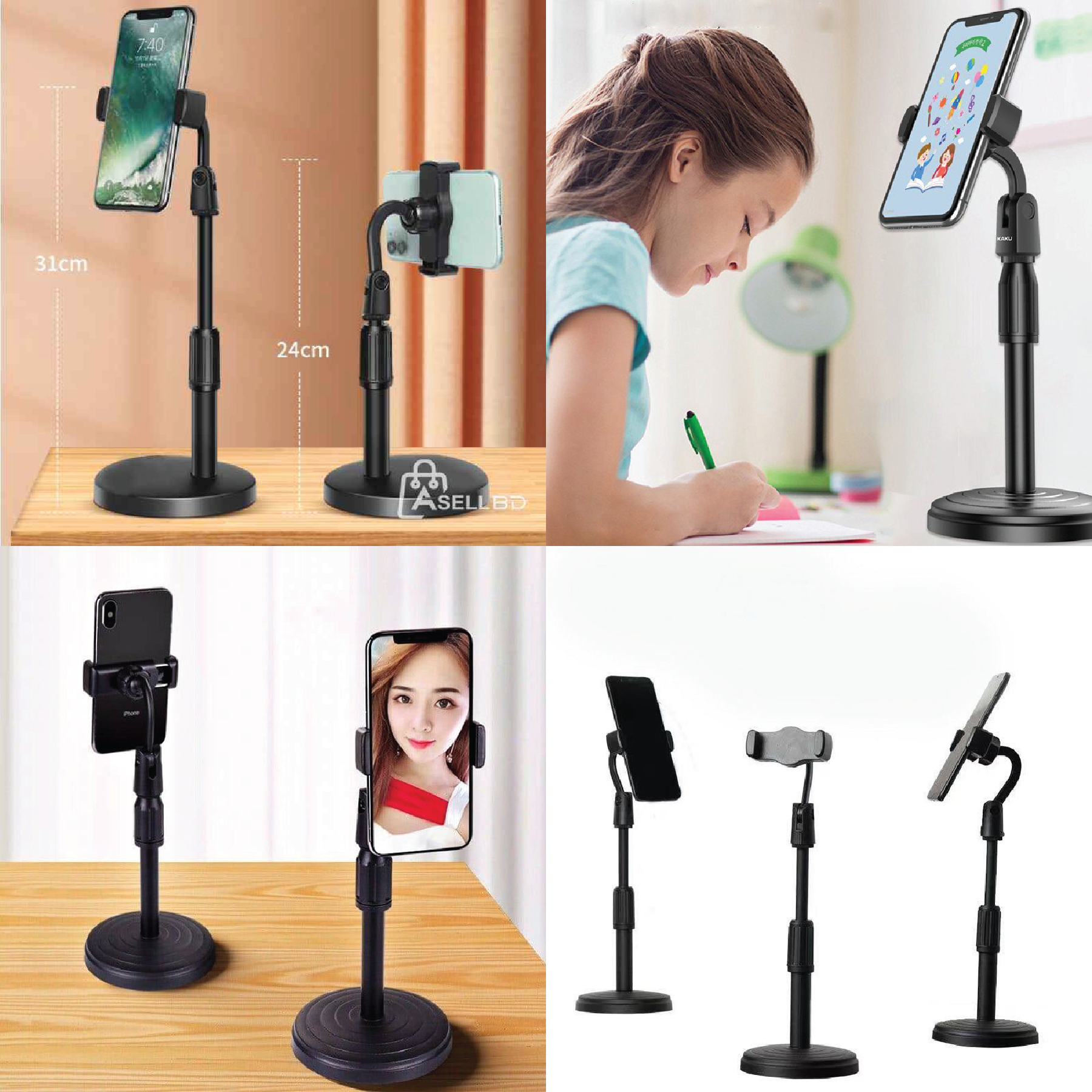 Desktop Mobile Phone Holder Stand 360 Rotate for Live Streaming Shoot YouTube TikTok Video Round Base Smartphone - Phone Stand. 