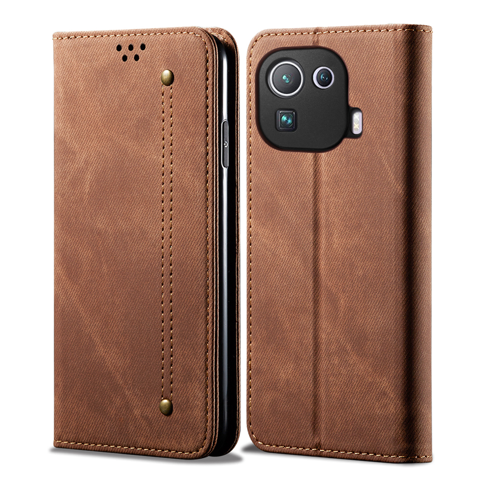 For Xiaomi Mi 11 Pro Retro Denim Leather Flip Wallet Stand Case Cover Retro Denim Leather Flip Wallet Stand Case Cover