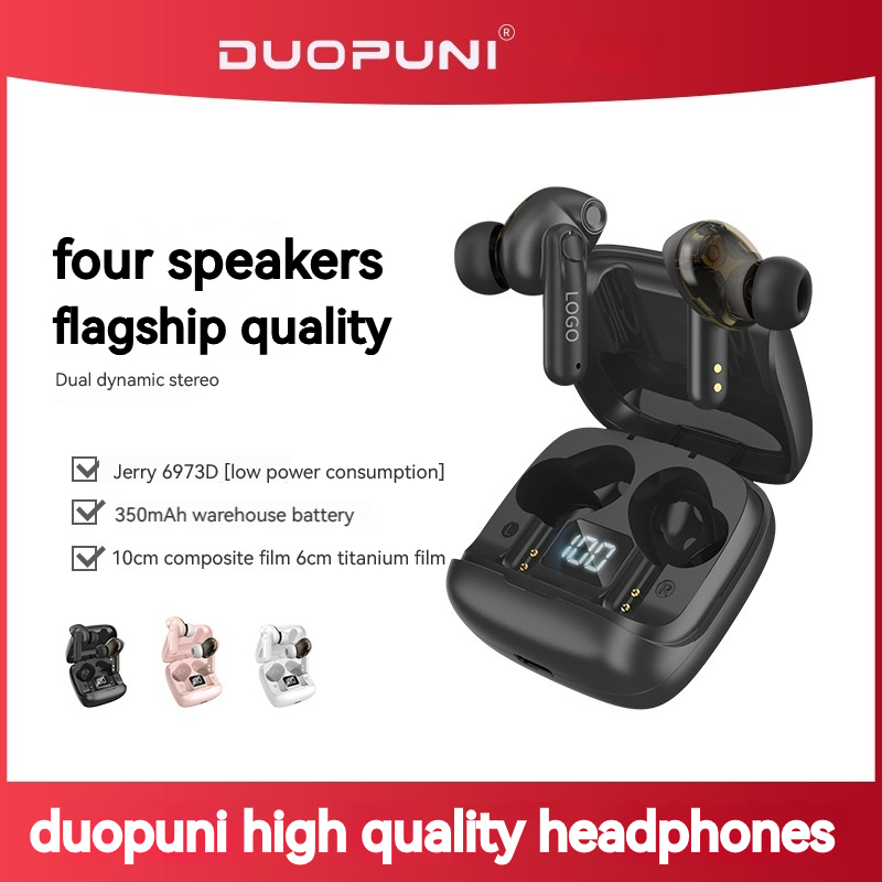 DUOPUNI bluetooth earphone True dual dynamic circle digital display stereo wireless TWS earbuds 5.3 with charging compartment in-ear binaural sports