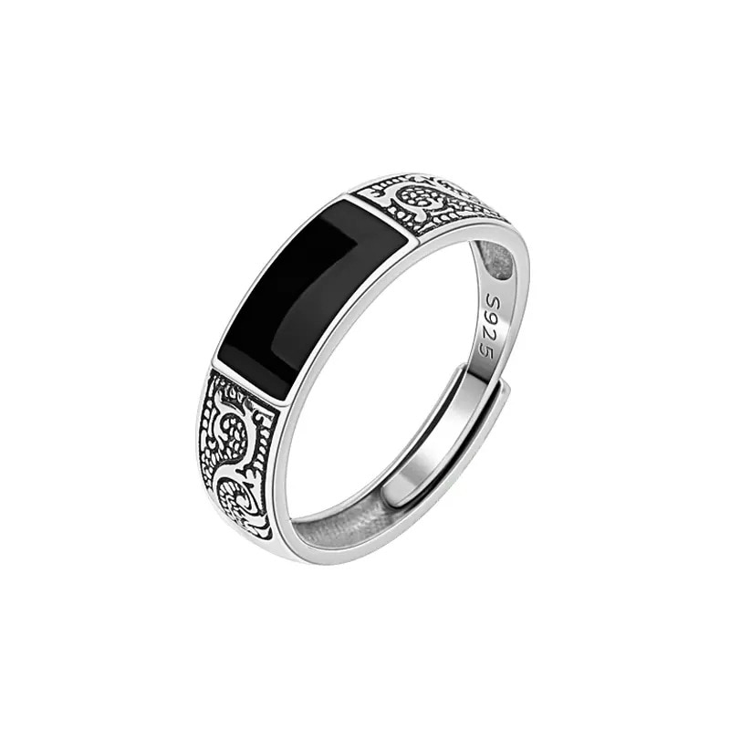 【Sooledead】（NEW）New Pattern Ring Silver Plated Adjustable Personality Men and Cocktail Party Jewelry Gift. 