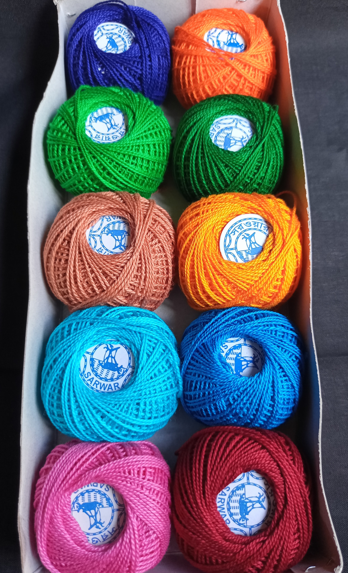 Multicolor Set of 10 Ball Kushikata suta/Crochet Cotton Thread Yarn For Knitting & Craft Making. 