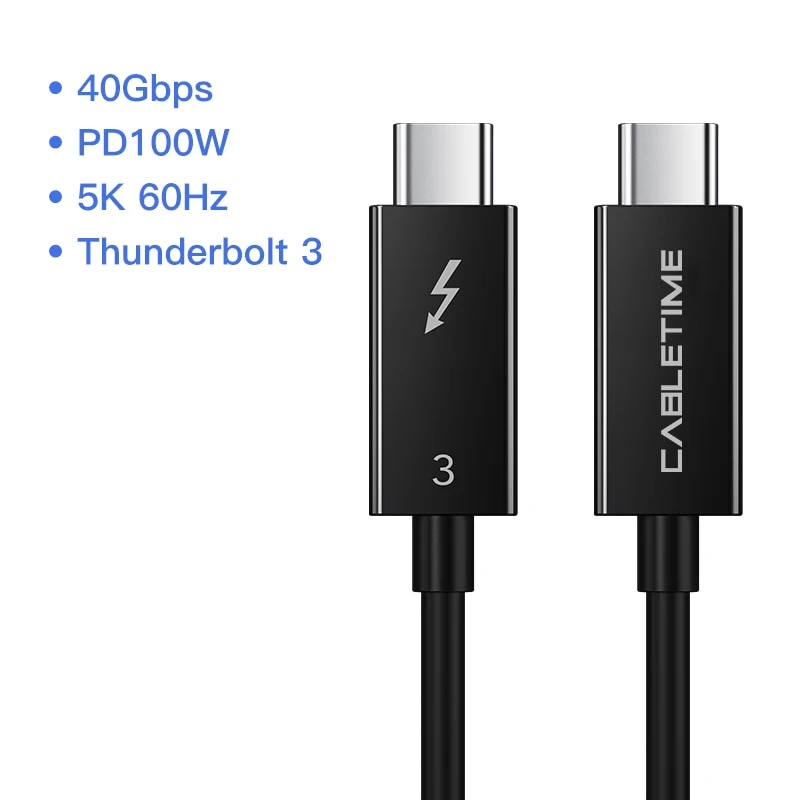 CABLETIME Thunderbolt 4 USB C Cable Certified 8K 60Hz HDR PD100W 40Gbps Compatible USB 4 for Macbook Dell Laptop Type C C422. 