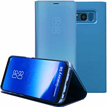 Samsung Galaxy S8 - Clear View Case Flip Standing Cover Auto Lock Mirror Case