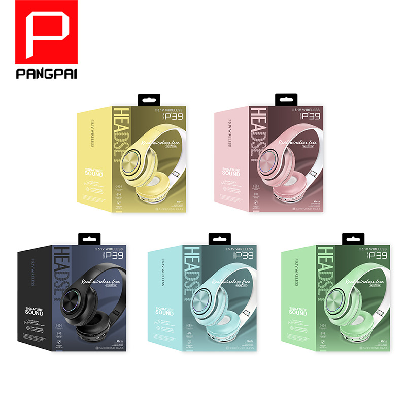 Cross-border P39 headset bluetooth headset 5.0 mobile phone voice call chicken game subwoofer card mp3. 