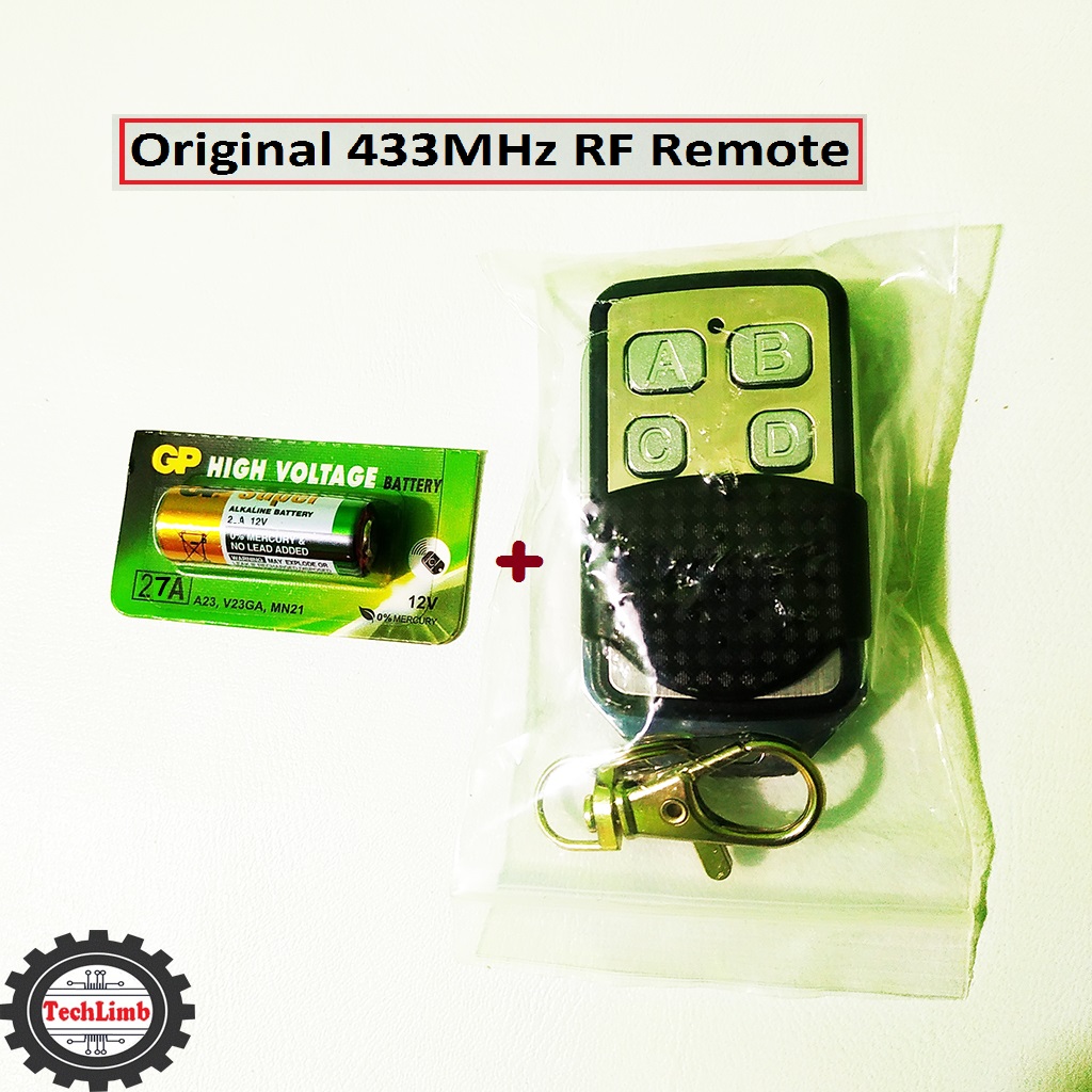RF Remote 433MHz Wireless Remote Control with 4 Keys - Radio Frequency Control for Home and Appliances - TechLimb. 