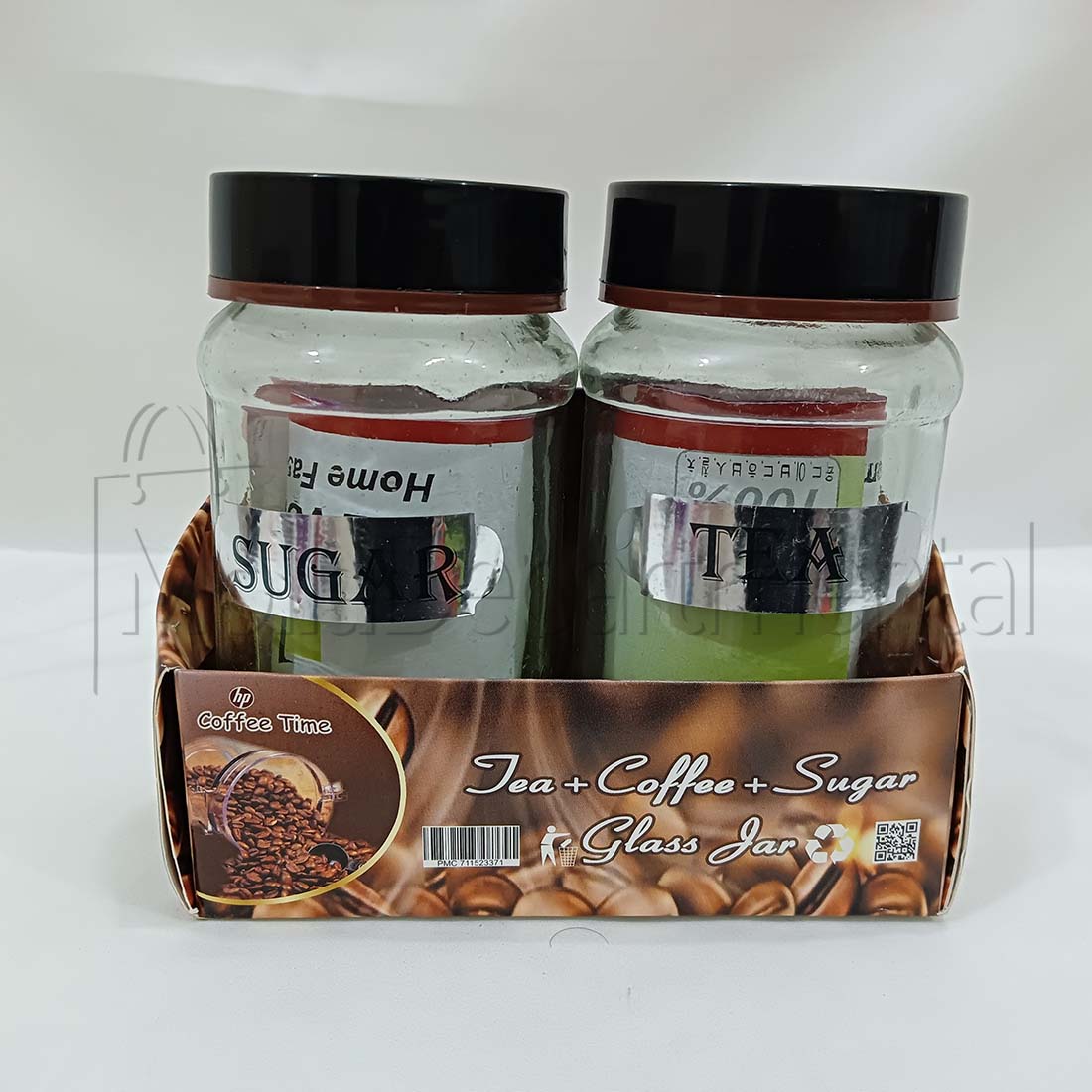 2 pcs Tea and sugar jar glass pot set for kitchen Tea and sugar pot Clear color glass pot. 