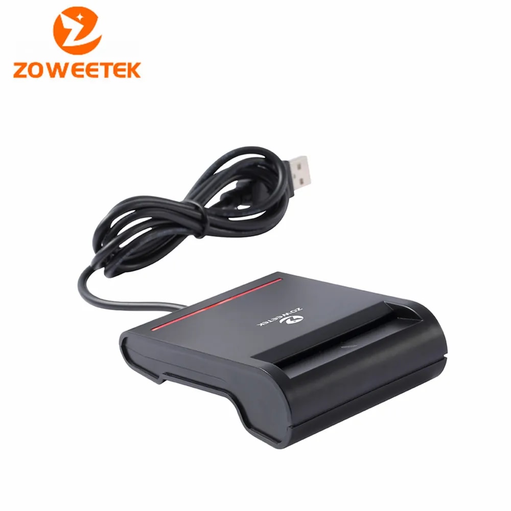 Zoweetek 12026-2 Easy Comm USB EMV Smart Card Reader Writer with Driver CD For ISO 7816 EMV Chip Tags SIM /ATM / IC / ID Cards. 