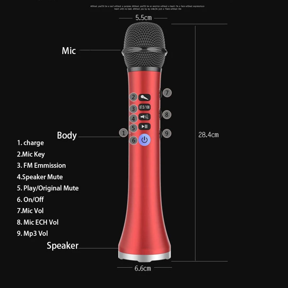 L-698 Professional Karaoke Microphone Wireless Speaker Portable Bluetooth Microphone for Phone Handheld Mic with USB charging